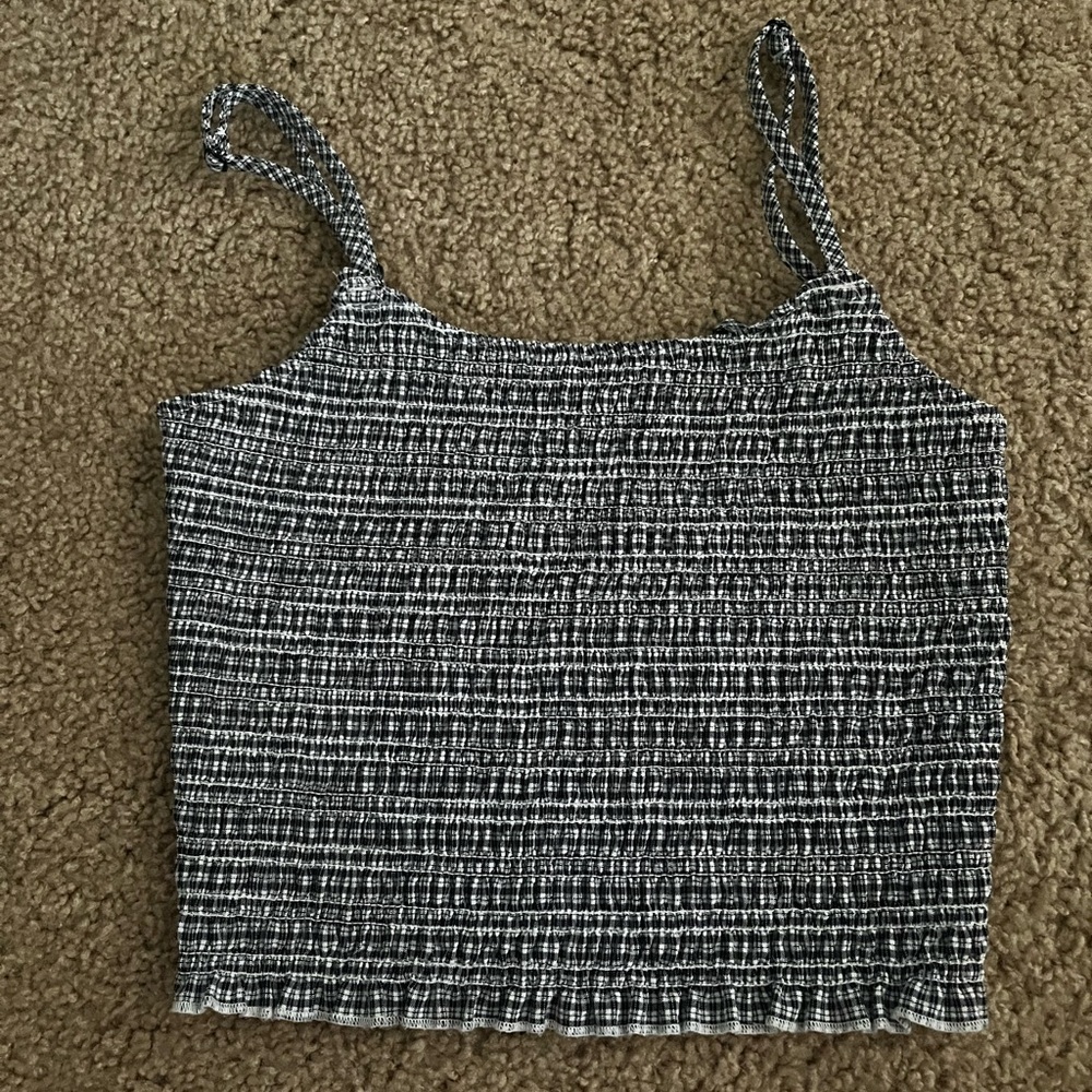 Brandy Melville Black and White Smocked Tank Top